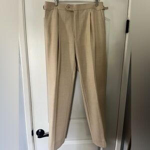 Suitsupply Duca 100% Wool Sand Color Flat Front Dress Pants 32 x 31